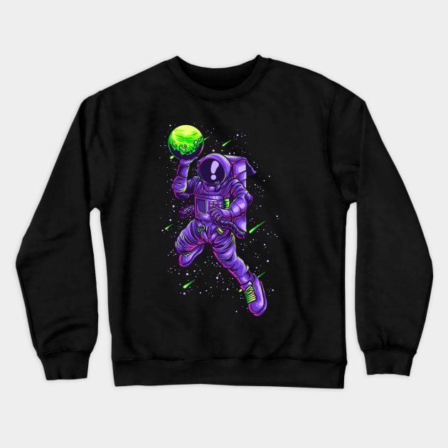 Astronaut Slamdunk Illustration Crewneck Sweatshirt by Invectus Studio Store